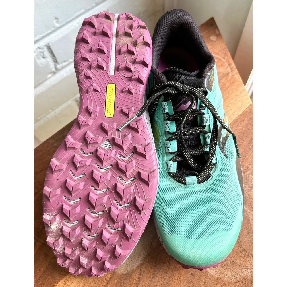 Saucony Women's Peregrine 12 Trail Running Sneakers 8 Cool Mint Acid Comme